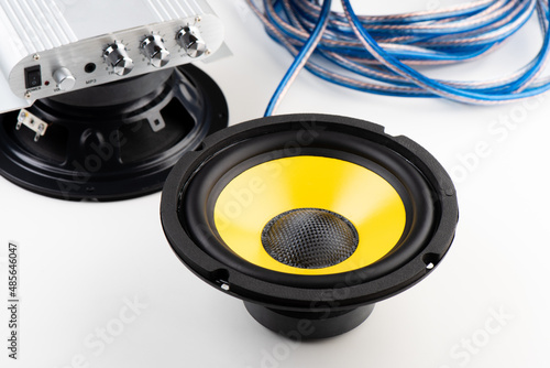 yellow-black audio loudspeaker photo