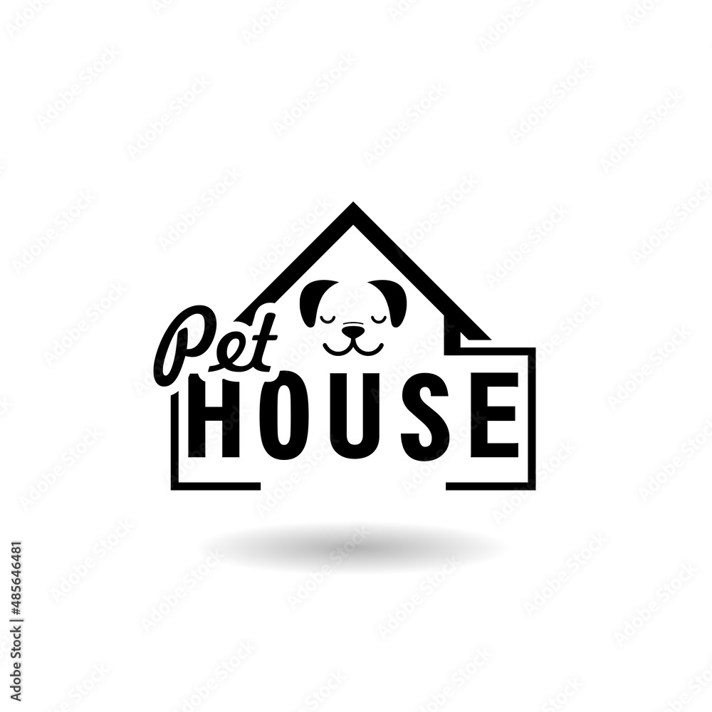Black Pet house logo with shadow