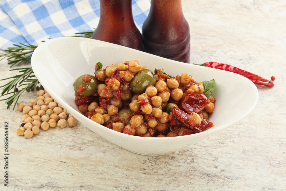 Chickpea beans with dry tomato and olives Chickpea beans with dry tomato and olives