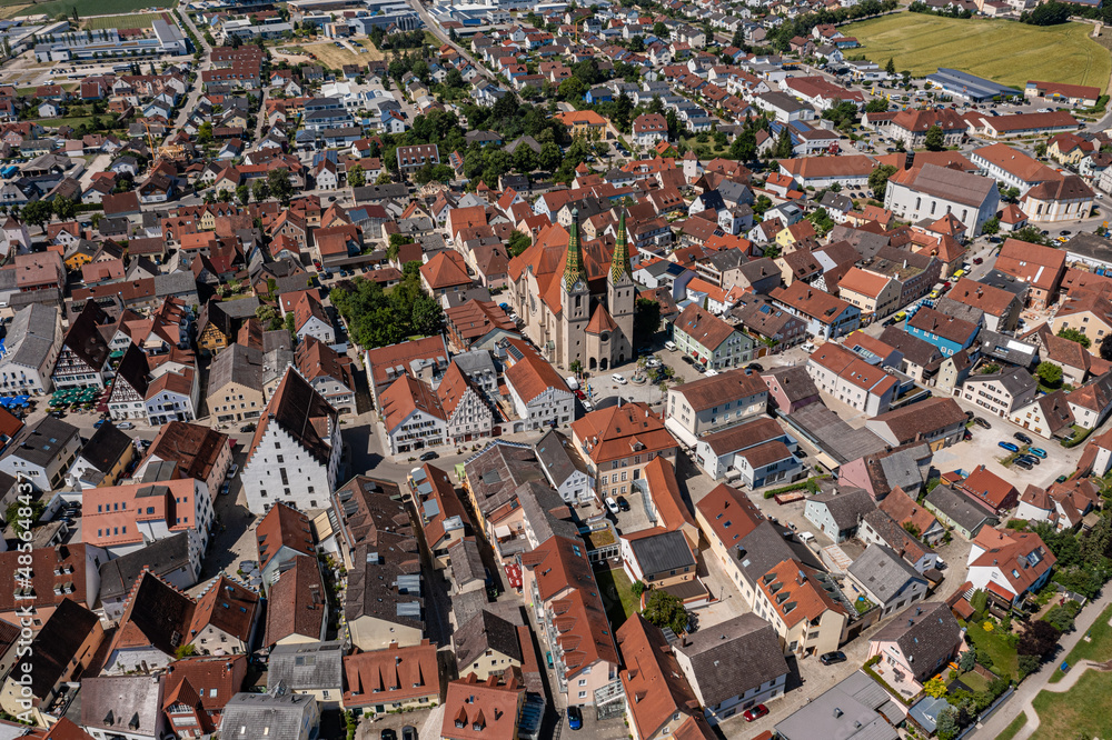 Luftbild des Stadtzentrum Beilngries im Naturpark Altmühltal, Bayern, Deutschland