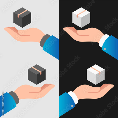 Illustration of isolated people hand in blue sweater. Vector in flat style.