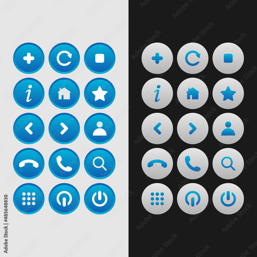 Icon set multi colored button in flat style. Easy editable vector isolated illustration. Icon set multi colored button in flat style. Easy editable vector isolated illustration.