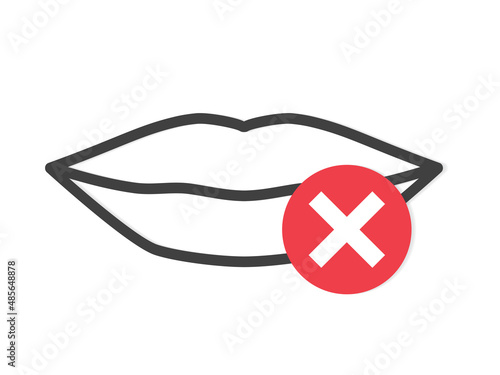 prohibition of speaking, censored, mouth shut, concept- vector illustration