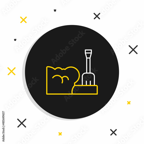 Line Shovel in snowdrift icon isolated on white background. Colorful outline concept. Vector