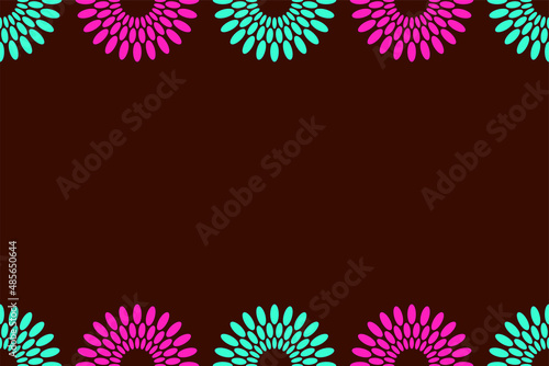 Seamless horizontal border pattern with circles, round shapes. African fashion vector pattern. Bright colors. Textile, fashion pattern. Color illustration. Space for text. Vector color background.
