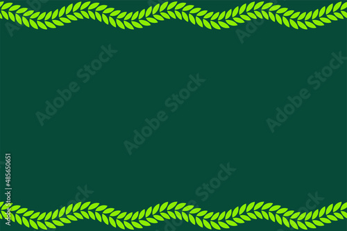 Seamless horizontal border pattern with green leaves. Space for text. Flat illustration with isolated leaves border. Nature background image. Vector color background.