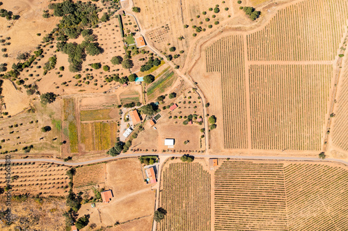 Aerial view of a farm house in countryside, Portalegre, Portugal. photo