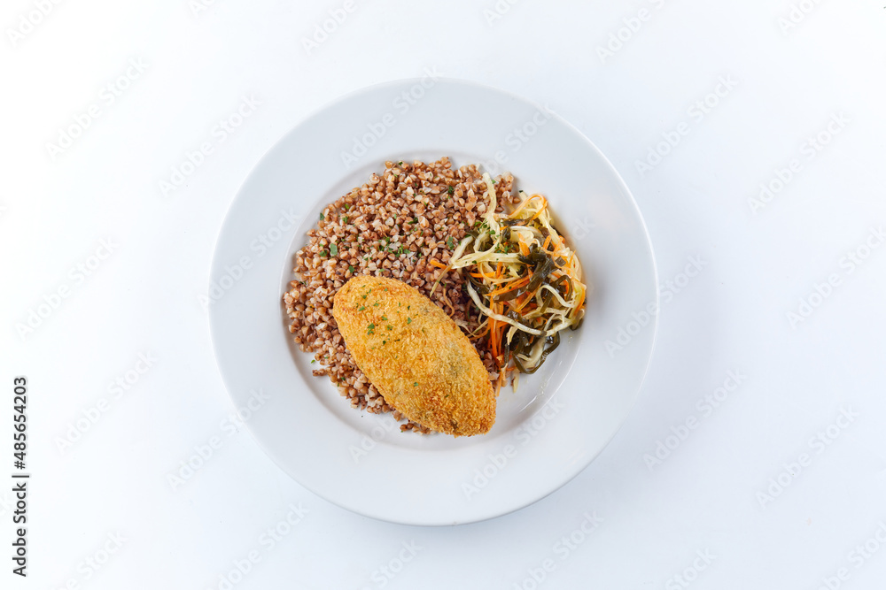 buckwheat with cutlet and salad buckwheat with cutlet and salad