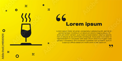 Black Wine tasting, degustation icon isolated on yellow background. Sommelier. Smells of wine. Vector