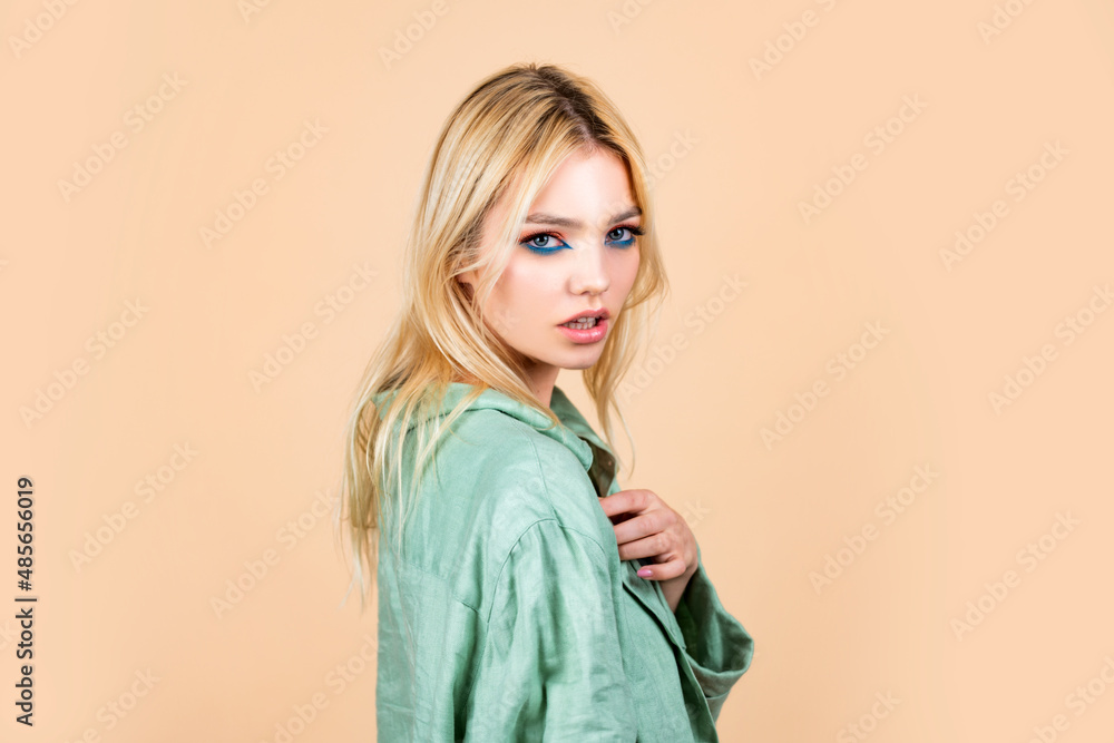 Fashion and beauty. Sensual blonde female model portrait. Young beauty woman face. Sexy look. Fashion and beauty. Sensual blonde female model portrait. Young beauty woman face. Sexy look.