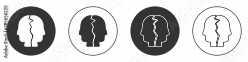 Black Bipolar disorder icon isolated on white background. Circle button. Vector