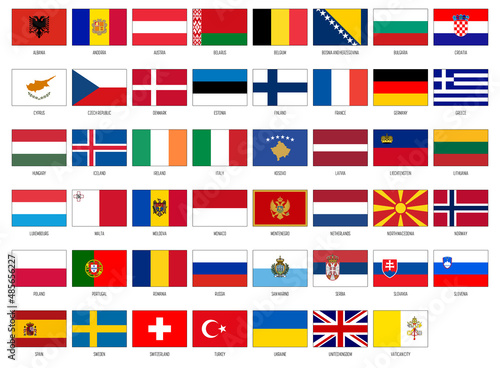 Europe vector national flag collection