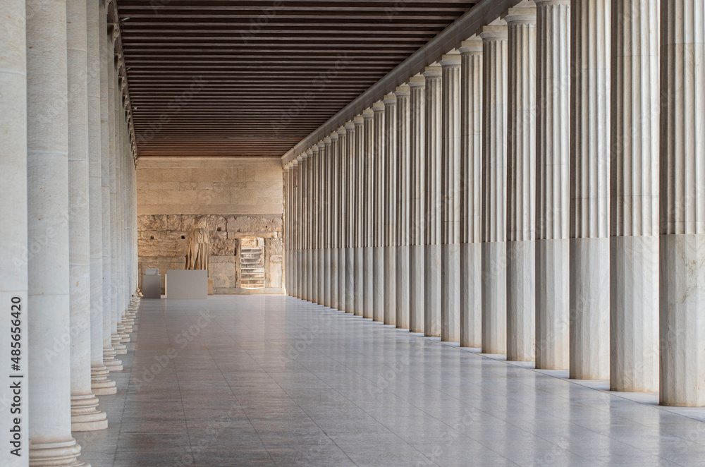 Fototapeta premium Marble columns in Atalo Stoa. Athens. Greece