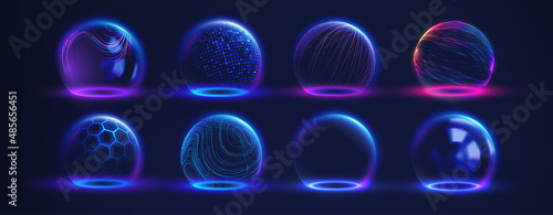 Billede på lærred Sphere shield abstract energy protection spheres