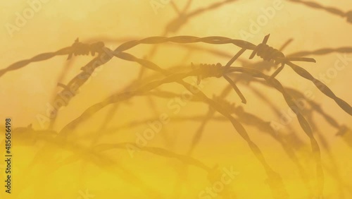 Chemical Warfare Mustard Gas Swirling Around Barbed Wire photo