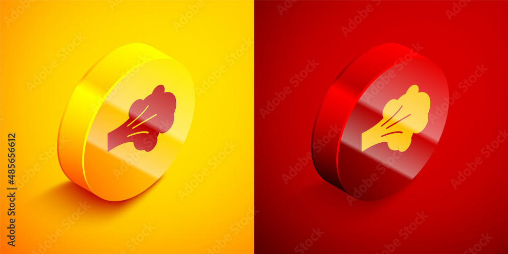 Isometric Paint spray icon isolated on orange and red background. Circle button. Vector Isometric Paint spray icon isolated on orange and red background. Circle button. Vector