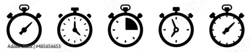Timer icon set. Stopwatch timer collection. Timer or clock symbol. Countdown circle clock counter timer. Fast time icons - stock vector.