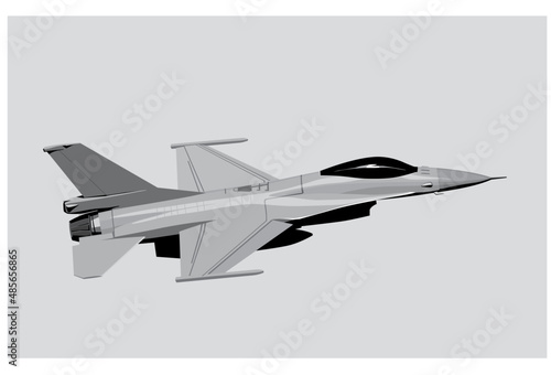 Lockheed Martin F-16 Fighting Falcon. Stylized image of a modern jet fighter. Vector image for prints, poster and illustrations. photo