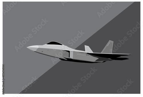 Lockheed Martin F-22 Raptor. Stylized image of a modern jet fighter. Vector image for prints, poster and illustrations.