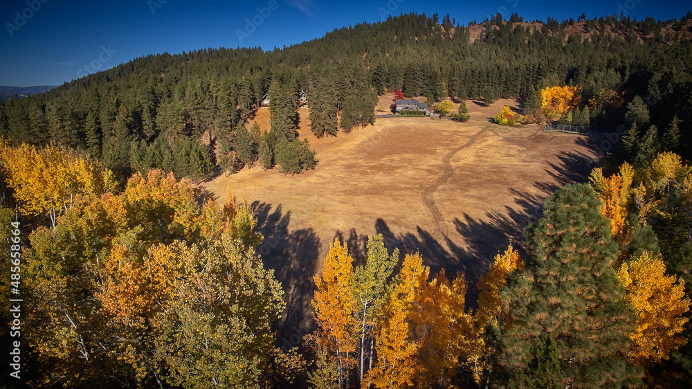 Fall Lodge Autumn Drone house