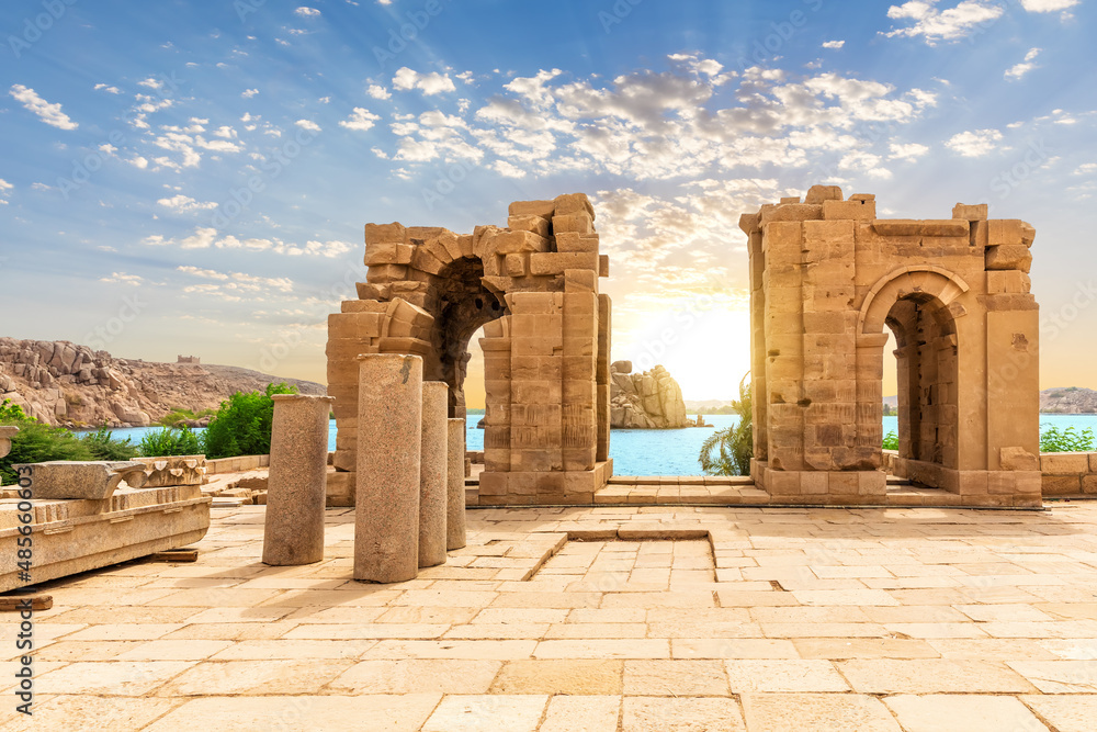 Temple of Hathor, part of the Philae Temple complex, Aswan, Egypt