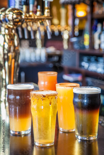 Multiple drinks on a Bar