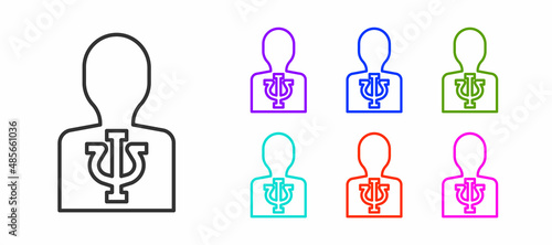 Black line Psychology icon isolated on white background. Psi symbol. Mental health concept, psychoanalysis analysis and psychotherapy. Set icons colorful. Vector