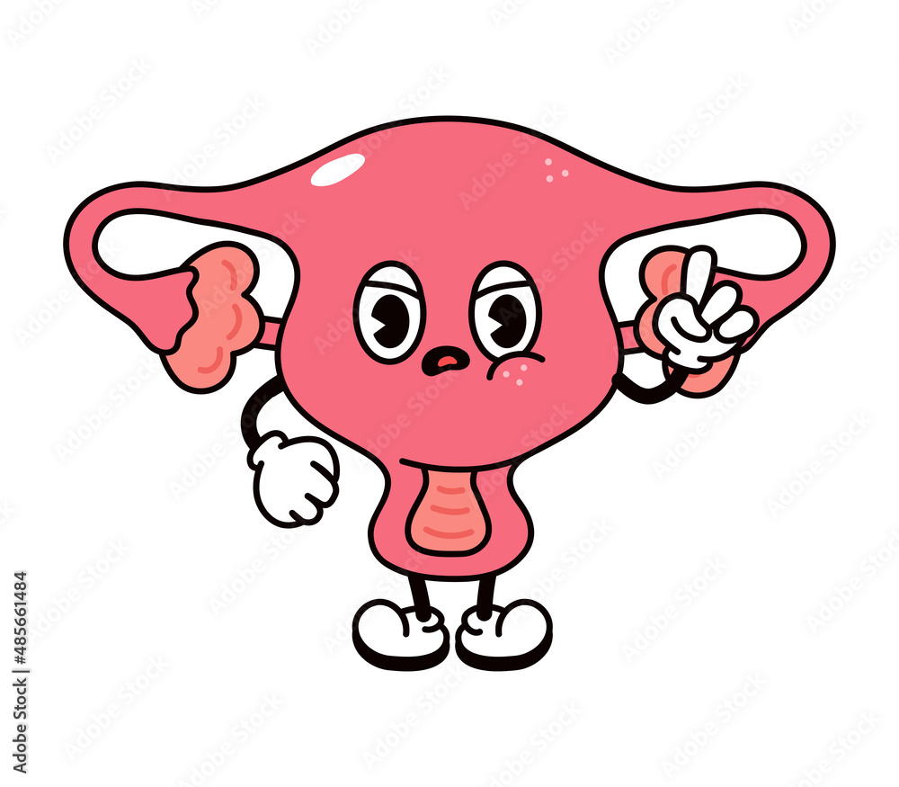 Cute angry sad uterus character. Vector hand drawn traditional cartoon vintage, retro, kawaii character illustration icon. Isolated on white background. Angry uterus character concept Cute angry sad uterus character. Vector hand drawn traditional cartoon vintage, retro, kawaii character illustration icon. Isolated on white background. Angry uterus character concept