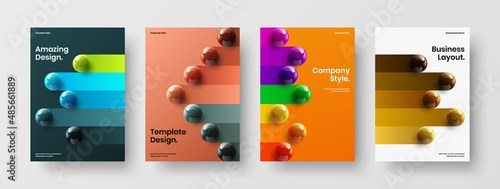 Amazing booklet A4 vector design illustration composition. Simple 3D spheres book cover template bundle. © kitka