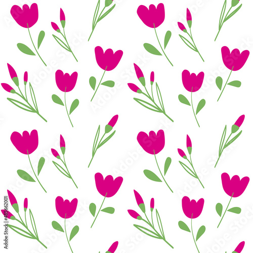 Seamless pattern of hand-drawn spring flowers