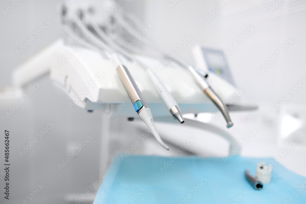 Professional dentist equipment and tools in the medical center. Dental clinic doctor appointment Professional dentist equipment and tools in the medical center. Dental clinic doctor appointment