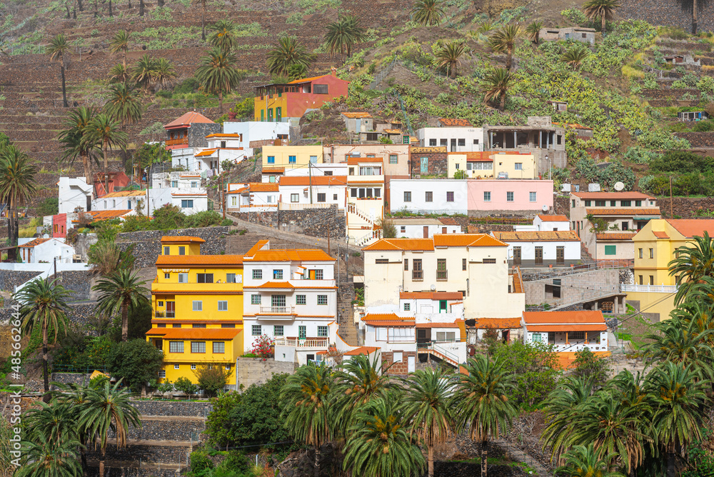 The small village Lomo del Moral, situated on the hillside of the Valle Gran Rey on La Gomera. 