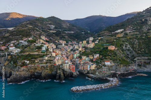 Wallpaper Mural Aerial view of Riomaggiore at sunrise, Cinque Terre, Liguria, Italy. Torontodigital.ca