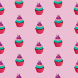 birthday cupcake seamless pattern