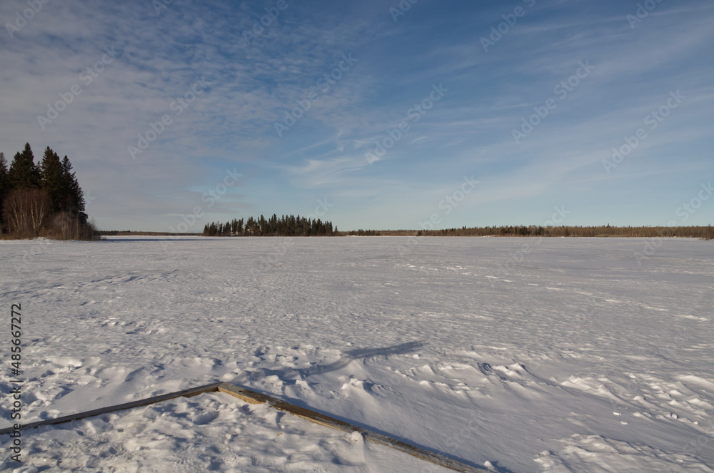 Frozen Astotin Lake in Winter