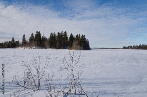 Frozen Astotin Lake in Winter photo