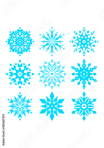 Vector blue snowflake designs isolated 