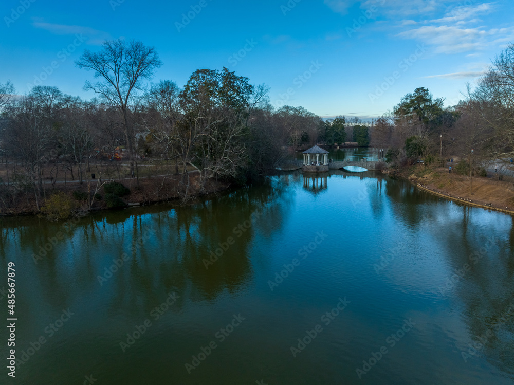 Gazebo from the lake in Piedmont Park