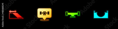Set Skate park, Skateboard wheel, and icon. Vector