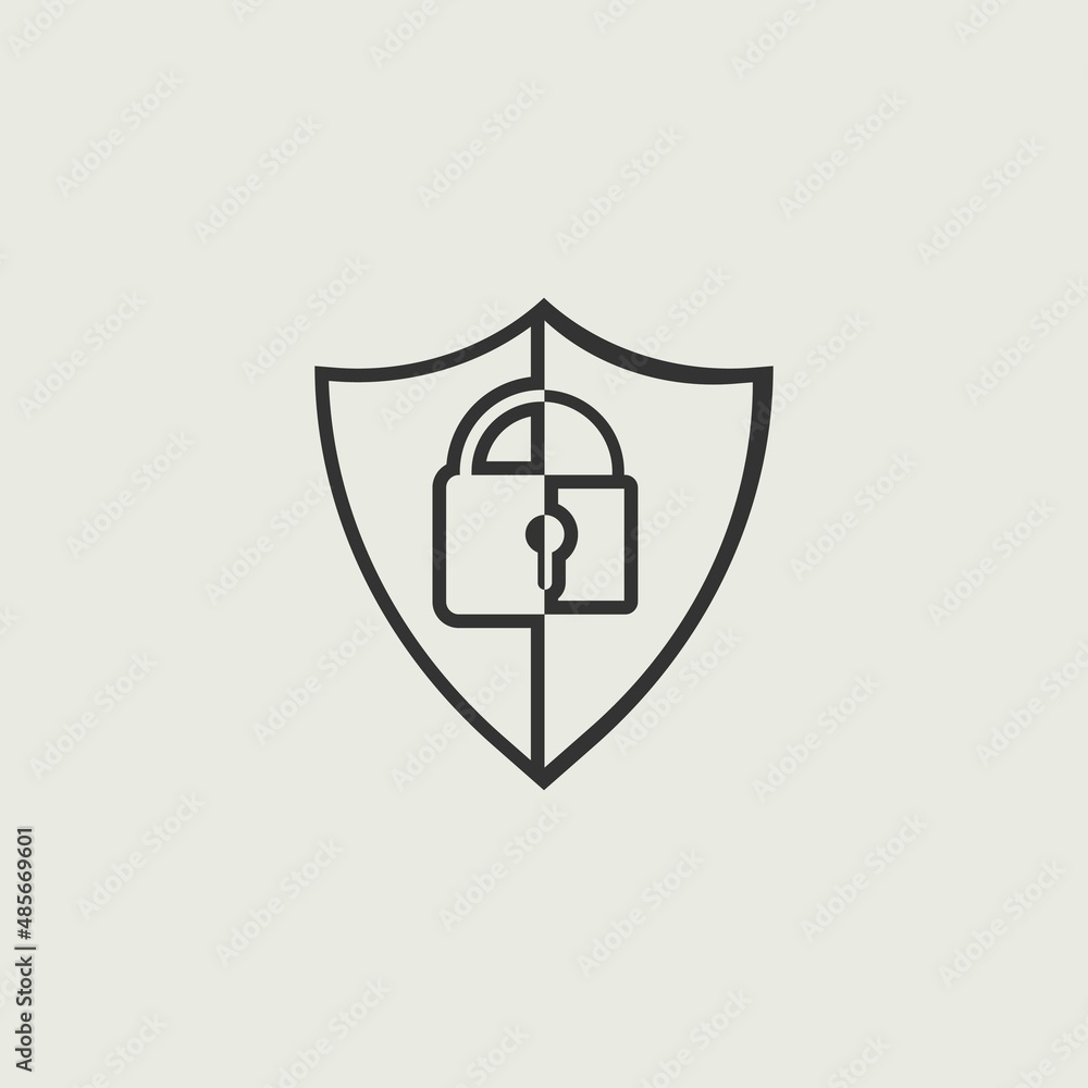 Shield vector icon illustration sign Shield vector icon illustration sign
