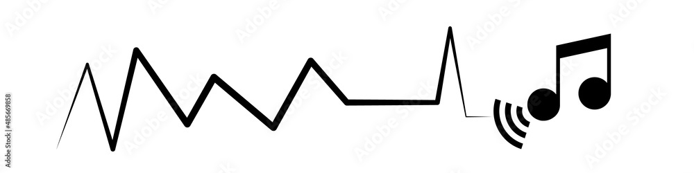 Icons of musical notes and sound waves. Vectors. Icons of musical notes and sound waves. Vectors.