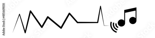 Icons of musical notes and sound waves. Vectors.