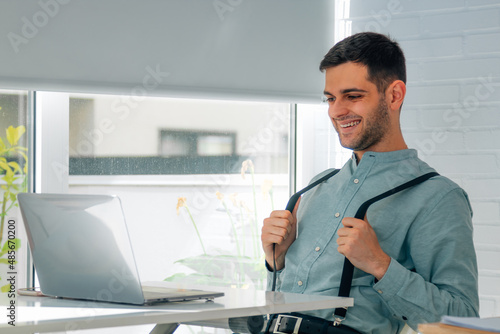 worker or businessman in the office satisfied