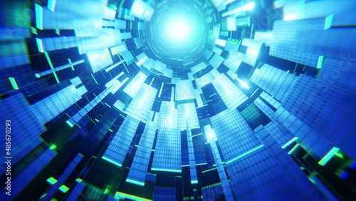 Sustainable solar energy source concept. Abstract background made of photovoltaic cells in forward motion 3d animation