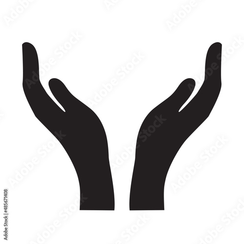 Vector protecting hands icon. Cupped hands. 10 EPS.