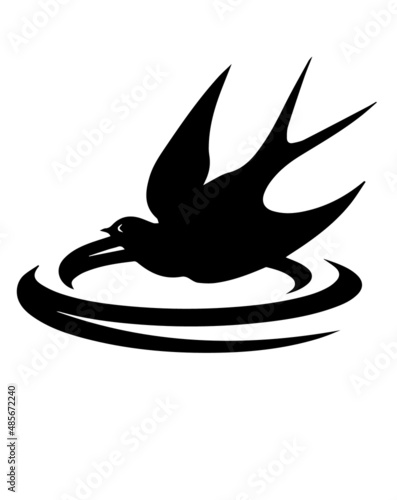 Swallow icon flying from a cage.  Swallow cage silhouette