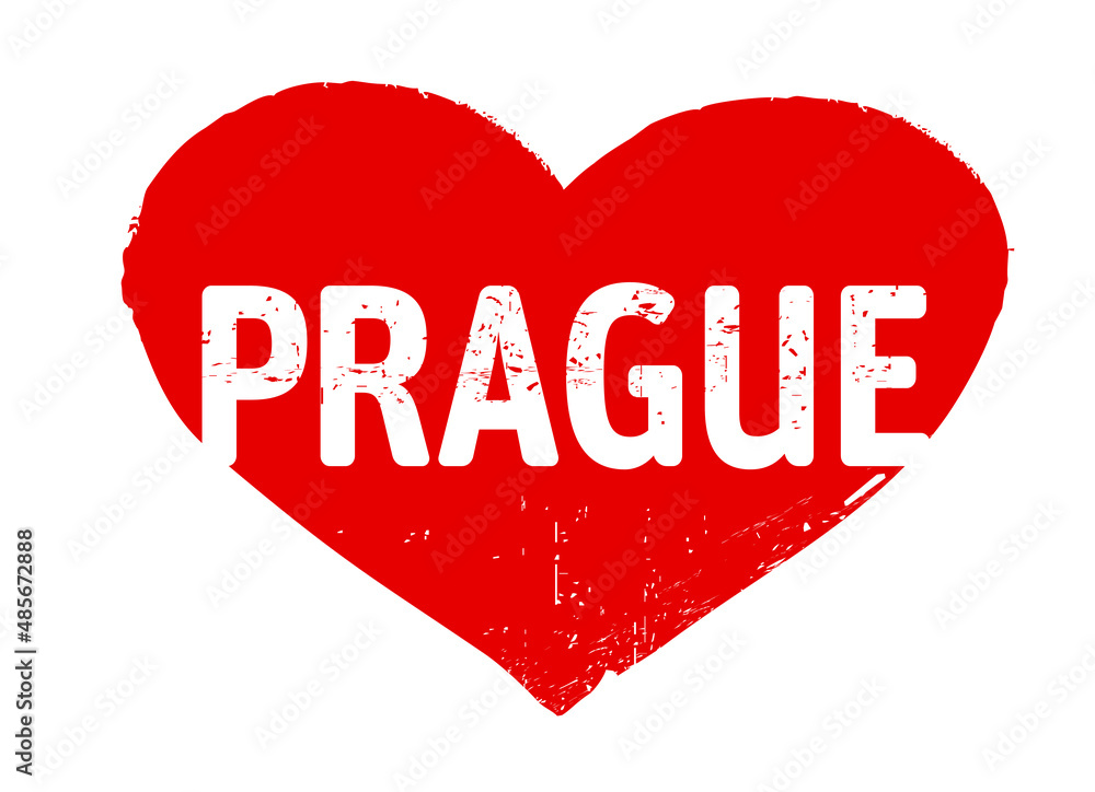 Red grunge Heart stamp. I love Prague. Vector outline Illustration. Red grunge Heart stamp. I love Prague. Vector outline Illustration.