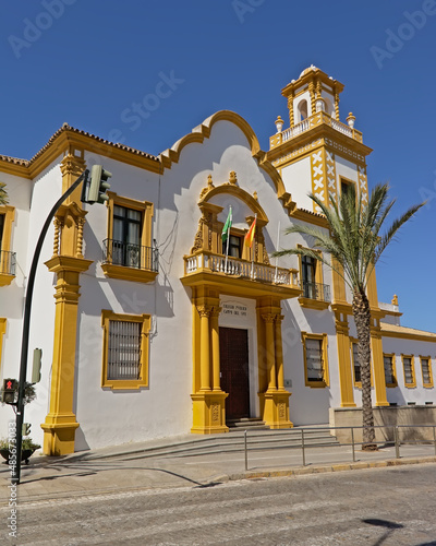 Fototapeta Naklejka Na Ścianę i Meble -  Historic Spanish style building of Colegio publlico campo del sur in Cadiz