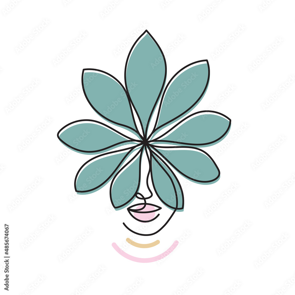 Face of an abstract woman with a leaf. Face of an abstract woman with a leaf.