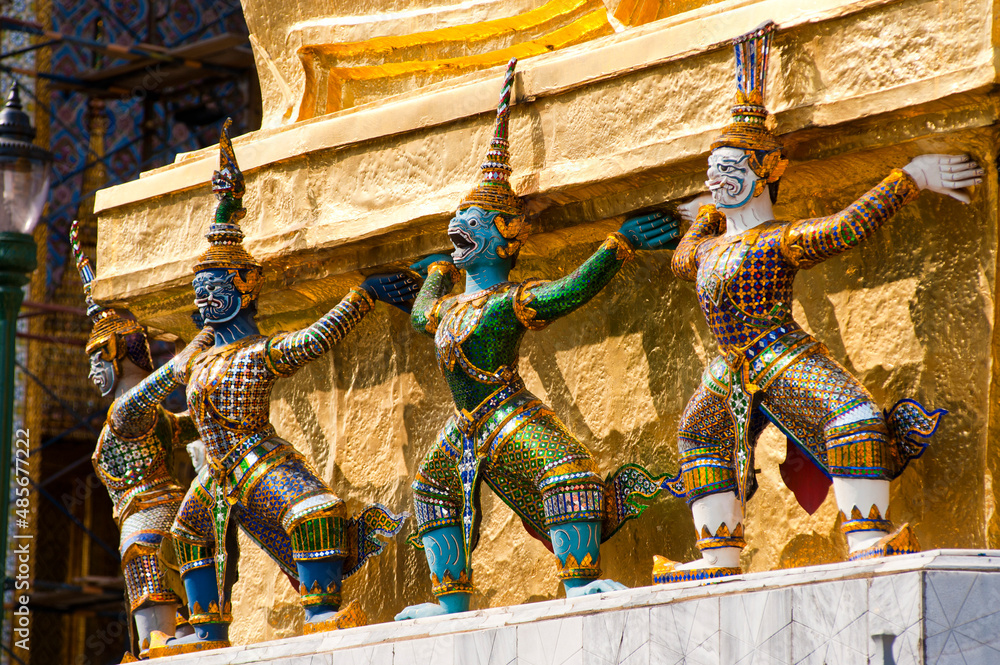 Colourful guardian statue close up, Grand Palace, Bangkok, Thailand, Southeast Asia, Asia, Southeast Asia